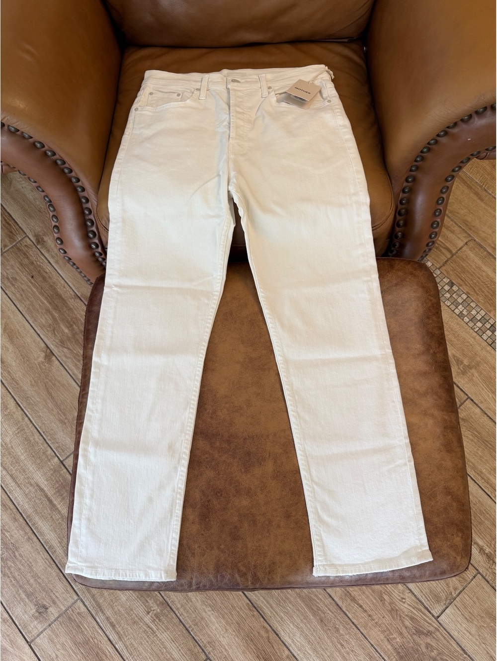 NWT Mother Denim The Tomcat Ankle Jeans Sz 32 Cream Puff Ivory